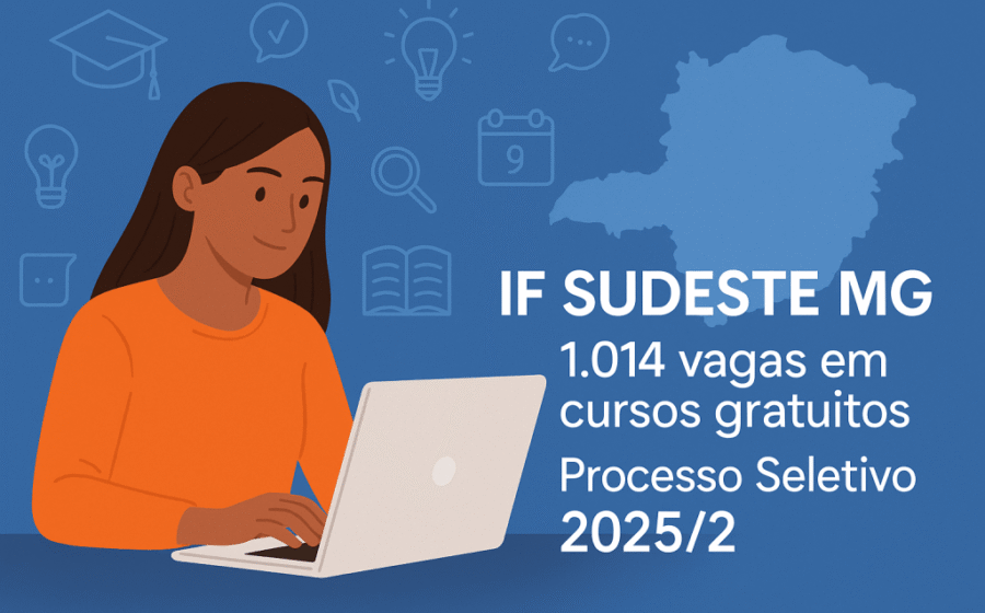 Campus Juiz de Fora do IF Sudeste com estudantes, representando 643 vagas abertas até 29/09
