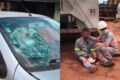 Cena de acidente na rua José Vicente em Lagoa Formosa com viatura policial e perícia no local