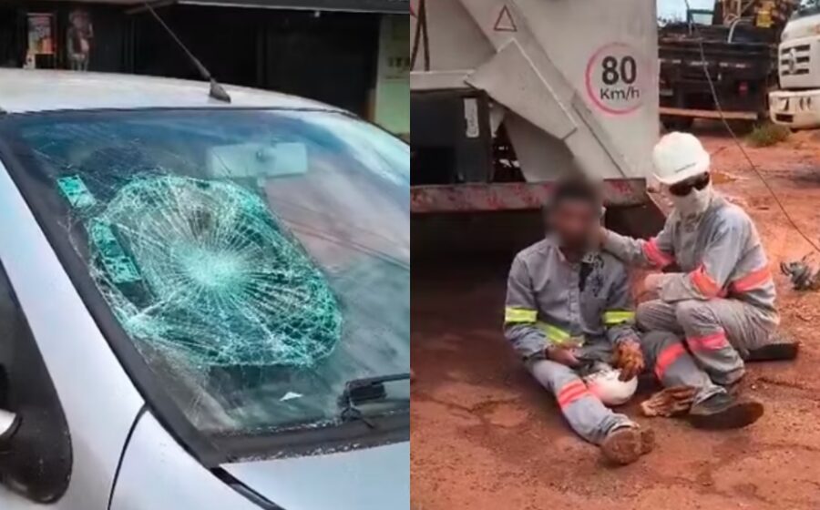 Cena de acidente na rua José Vicente em Lagoa Formosa com viatura policial e perícia no local