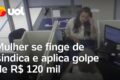Virginia Fonseca em foto de perfil com sobreposição de símbolos de alerta judicial e logotipo de plataforma de apostas esportivas