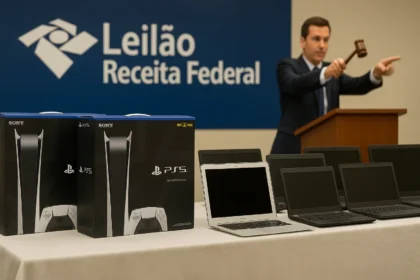 PlayStation 5 em leilão da Receita Federal com lance inicial de R$ 300 e valor final próximo a R$ 4.000