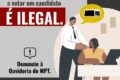 Rico Melquíades em destaque com símbolos de processo judicial e trabalhadoras domésticas ao fundo
