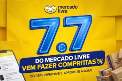 Banner Mercado Livre com 7 cupons de desconto até R$ 200 OFF em eletrônicos e móveis