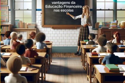 Estudantes da rede municipal de Montes Claros em sala de aula aprendendo educação financeira com materiais didáticos