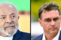 Foto de Lula e Flávio Dino com gráficos de pesquisa eleitoral Quaest sobre bets e disputa 2026