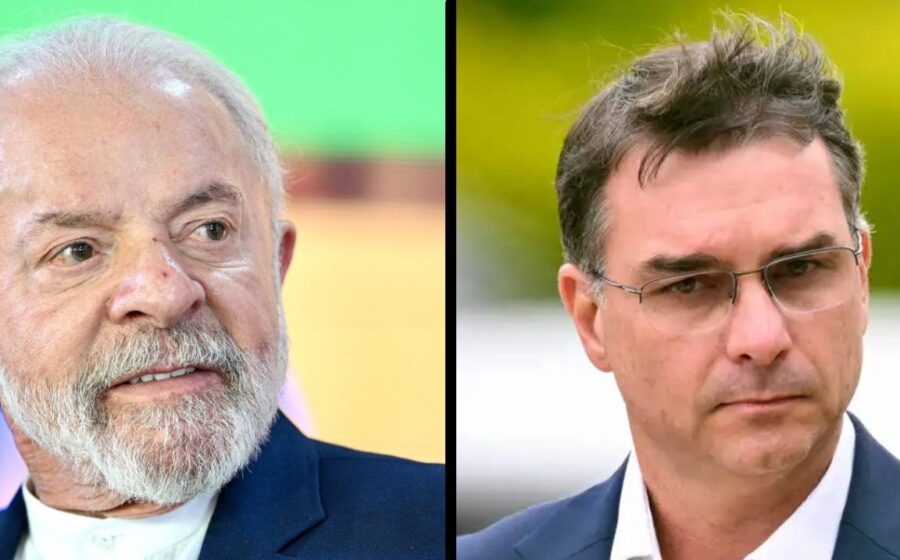 Foto de Lula e Flávio Dino com gráficos de pesquisa eleitoral Quaest sobre bets e disputa 2026