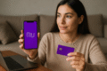 Logos do Nubank e Monzo lado a lado com setas indicando aquisição de R$ 69 bilhões
