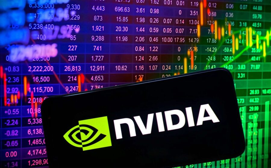 Gráfico financeiro mostra recorde de recompra de ações da Nvidia com valor de 235 bilhões de dólares