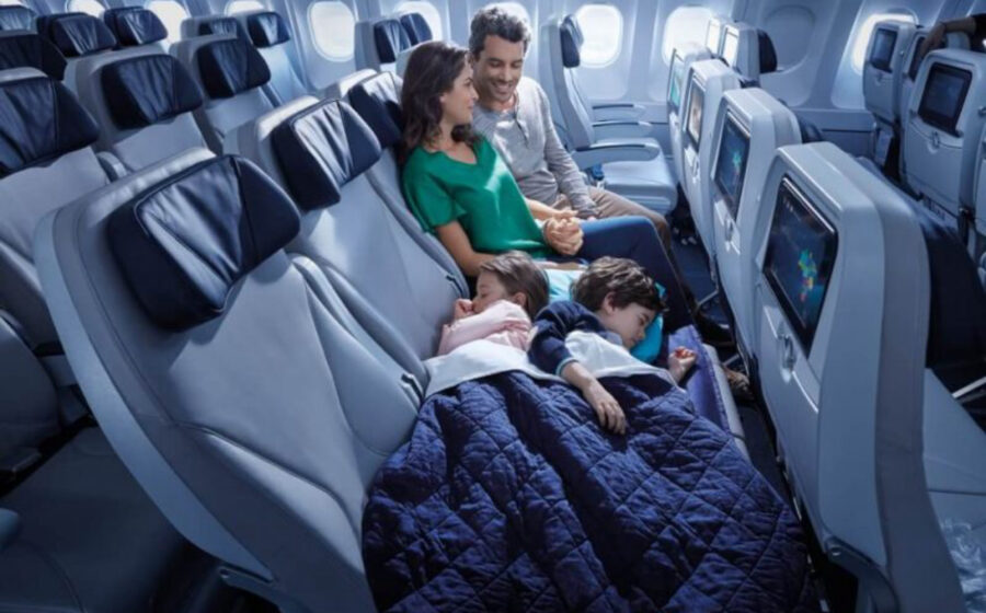 Cabine do Airbus A321neo da La Compagnie com 76 poltronas-cama executivas totalmente reclináveis