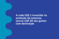Gráfico mostra proporção 1:30: US$ 1 para proteção da biodiversidade versus US$ 30 financiando destruição ambiental