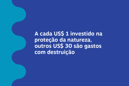 Gráfico mostra proporção 1:30: US$ 1 para proteção da biodiversidade versus US$ 30 financiando destruição ambiental