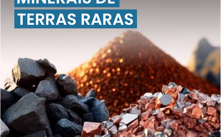 Mapa do Brasil com ícones de mineração e pesquisa mineral, simbolizando nova regra federal de licenciamento