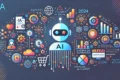 Robô de IA escolhendo produtos em interface digital sem intervenção humana