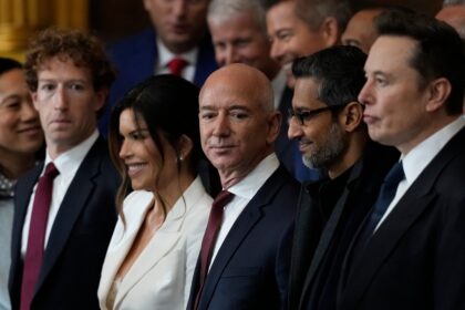 Donald Trump e Xi Jinping em jantar de Estado na Casa Branca com CEOs de tecnologia como Elon Musk, Jeff Bezos e Sam Altman