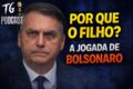 Ilustração conceitual: bandeira do Brasil e EUA entrelaçadas com silhueta de Flávio Bolsonaro e símbolos econômicos venezuelanos