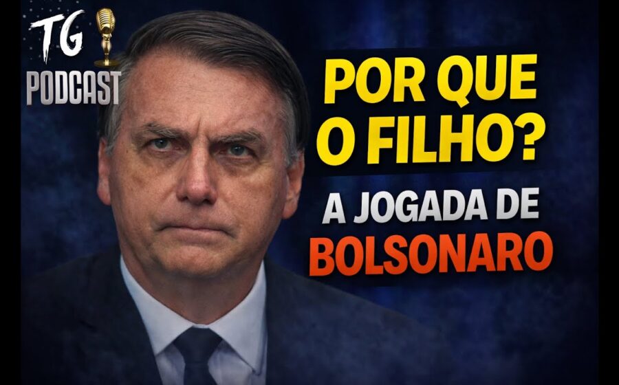 Ilustração conceitual: bandeira do Brasil e EUA entrelaçadas com silhueta de Flávio Bolsonaro e símbolos econômicos venezuelanos