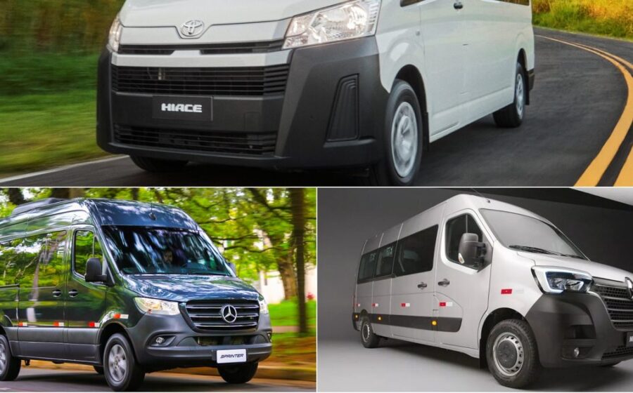 Van utilitária Volkswagen com logotipo VW, base SAIC Maxus, protótipo camuflado para lançamento 2026 no Brasil