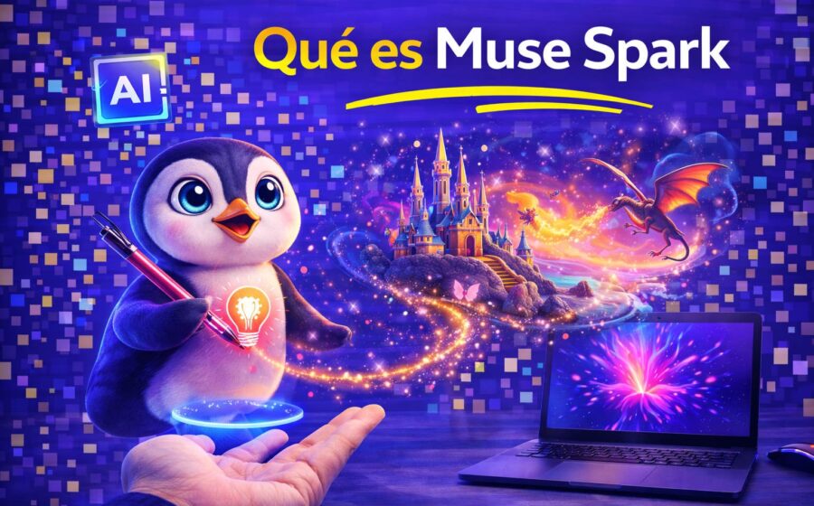 Ilustração de agente de IA Muse da Meta fazendo ligação telefônica e acessando dados bancários