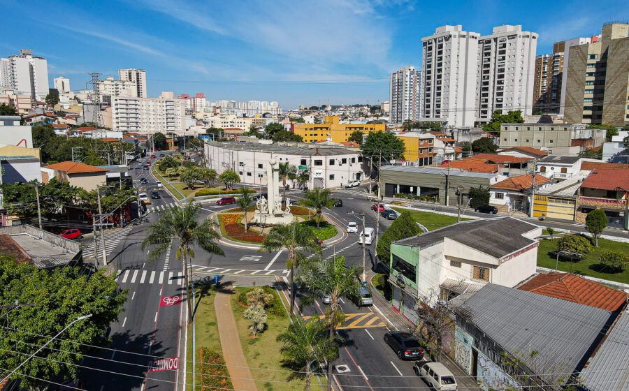 Vista aérea de São Caetano do Sul com edifícios de alto padrão e áreas residenciais, símbolo do metro quadrado mais caro do ABC paulista