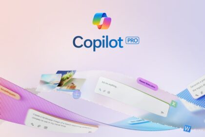 Logo do Microsoft Copilot integrado a ícones do Office e símbolos de IA generativa