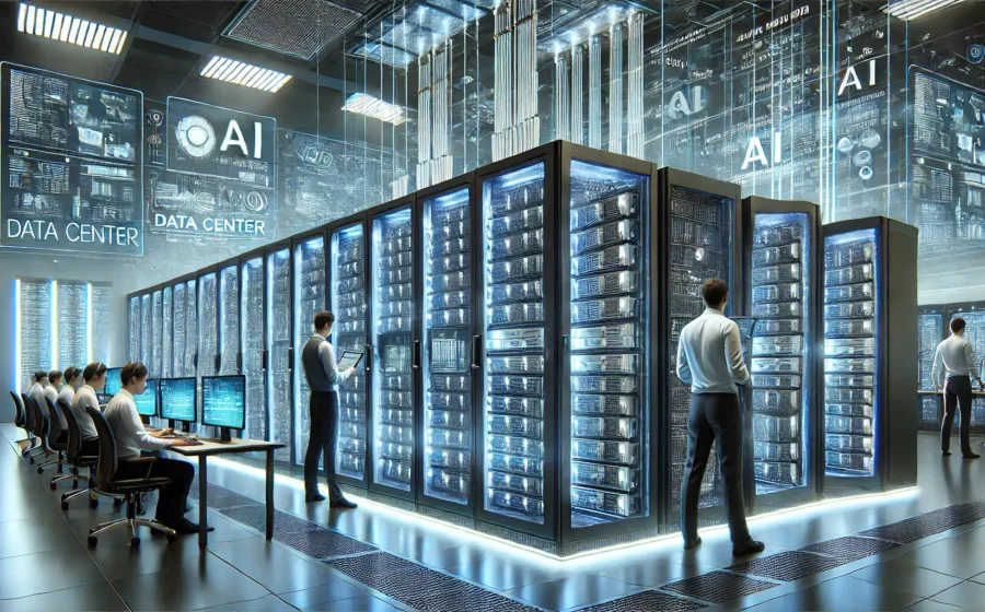 Data center moderno no Ceará com servidores de alta performance para inteligência artificial
