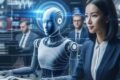 Inteligência artificial resolvendo equações de Navier-Stokes em tela digital com fórmulas matemáticas complexas