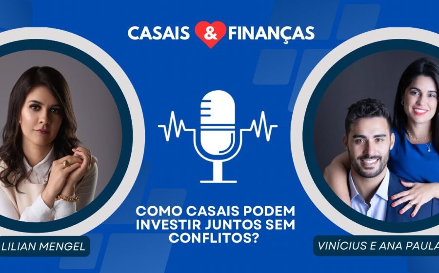 Casal discutindo investimentos com perfis de risco diferentes, um ansioso outro calmo