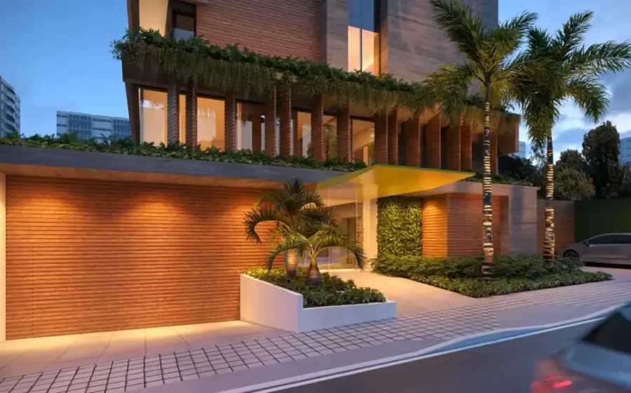 Equipe da Vectra recebe clientes em apartamento decorado moderno, demonstrando experiência de compra humanizada