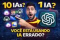 Profissional usando IA generativa no laptop com colegas ao fundo demonstrando impacto no ambiente de trabalho