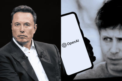 Logos de OpenAI, Google, xAI e Anthropic sobre fundo de tribunal, simbolizando processo antitruste por cartel em IA