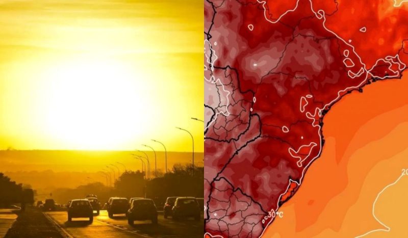 Mapa de Mato Grosso do Sul com alerta vermelho de onda de calor 42°C impactando negócios