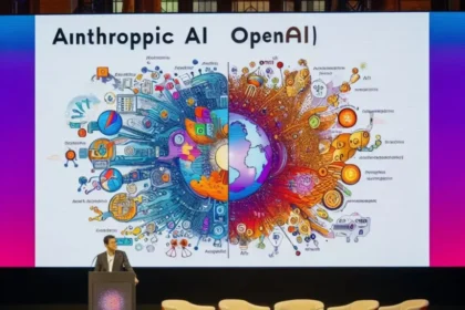 Logos OpenAI e Anthropic com setas descendentes indicando redução de 50% nos preços de modelos GPT-6 Sol, Luna e Opus 5.5