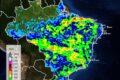 Mapa de anomalia de temperatura do Brasil para outubro com áreas em vermelho no Centro-Oeste e Sudeste indicando calor acima da média