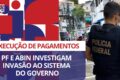 Sede do TJMT com alerta cibernético e logotipos da PF e Civil investigando invasão ao PJe