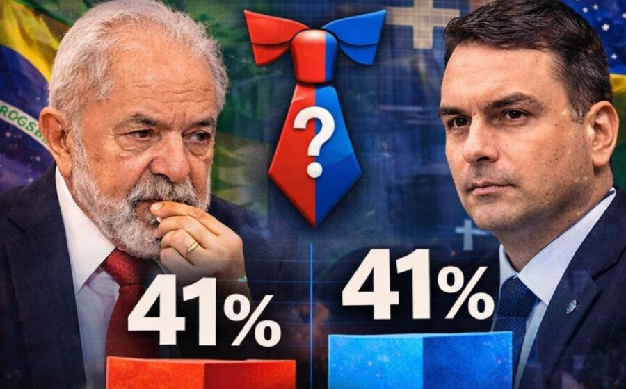 Gráfico de pesquisa Quaest mostra empate técnico entre Lula e Flávio Bolsonaro para 2026