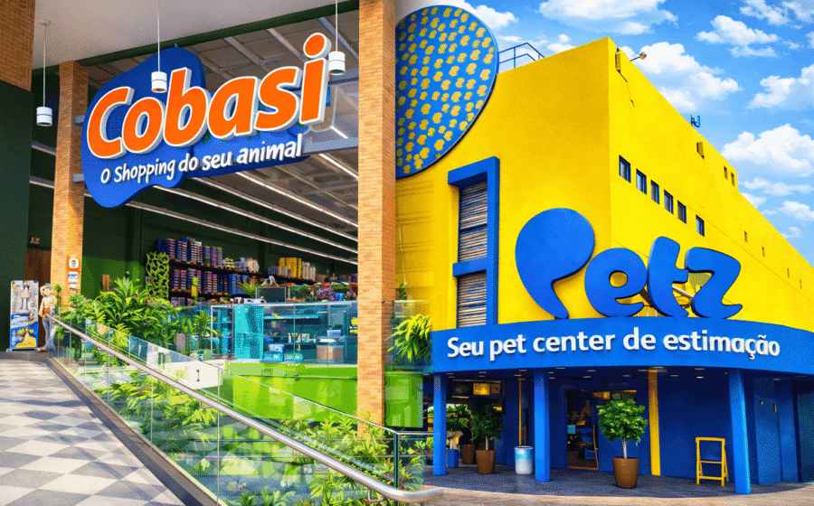 Logos Petz e Cobasi fundidos simbolizando fusão de R$ 7,7 bi no varejo pet brasileiro