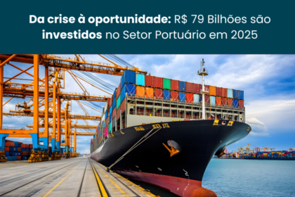 Navio de carga atracado em terminal portuário privado com contêineres empilhados aguardando liberação ambiental