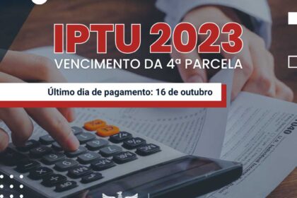 Calendário mostrando data 30 com alerta de vencimento da 7ª parcela do IPTU Maceió