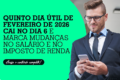 Calendário de outubro destacando terça-feira 6 como quinto dia útil prazo pagamento salários CLT