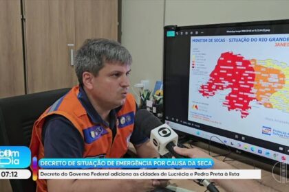 Mapa do RN com 123 municípios em emergência por seca e reservatórios críticos