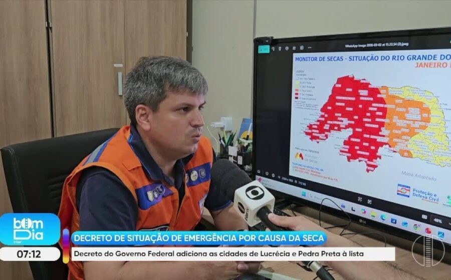 Mapa do RN com 123 municípios em emergência por seca e reservatórios críticos