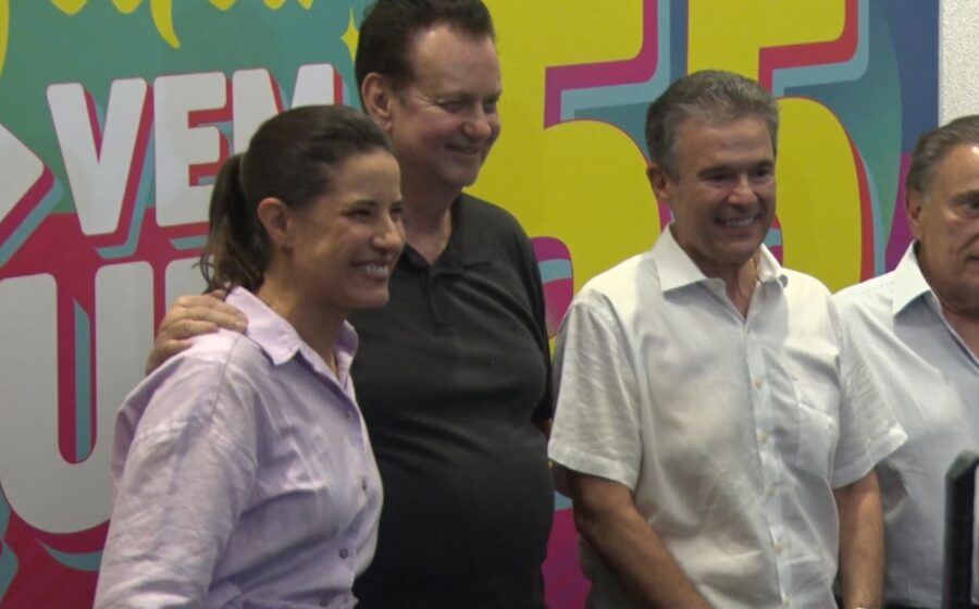 Raquel Lyra no estúdio do NE1 para sabatina decisiva sobre reeleição em Pernambuco