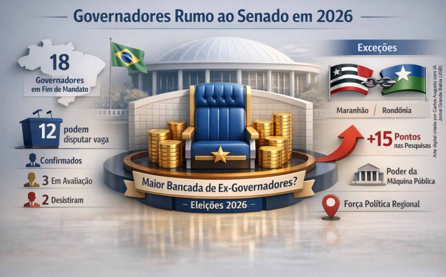 Mapa do Brasil destaca 19 estados com possível eleição de governador no 1º turno em 2026