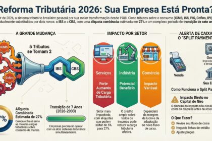 Gráfico mostra calendário da Reforma Tributária 2027 com incertezas políticas e impacto no mercado