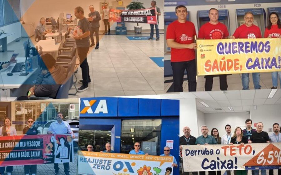Bancários da Caixa em greve protestam contra reajuste de 60% no Saúde Caixa e cobranças indevidas