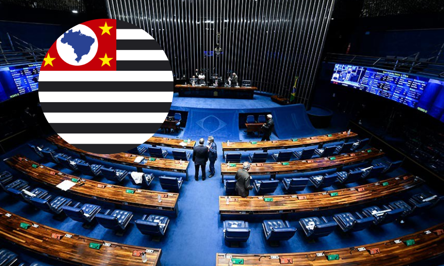 Gráfico de pesquisa eleitoral mostra empate técnico triplo para Senado por São Paulo em 2026