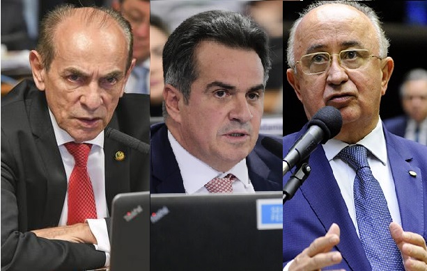 Palco de debate ao Senado no Piauí com cinco candidatos e três pódios vazios