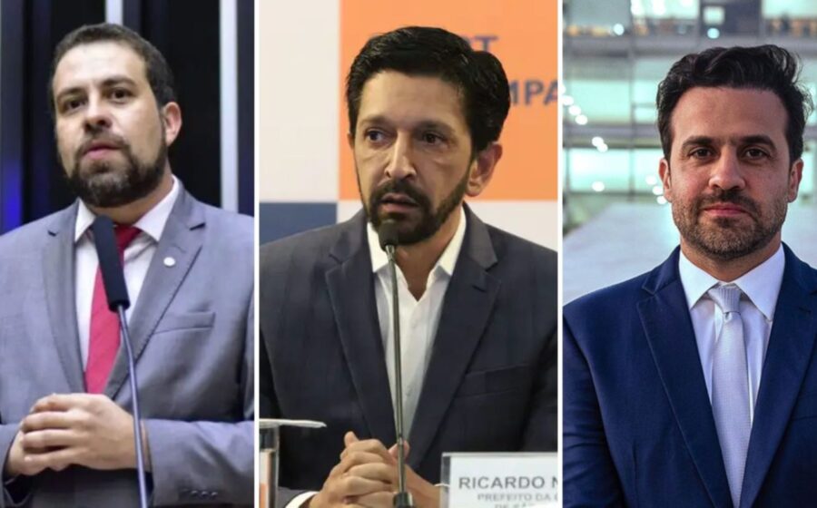 Gráfico de barras mostra empate técnico: Derrite 19%, Tebet 17%, Prado 17% para Senado por SP