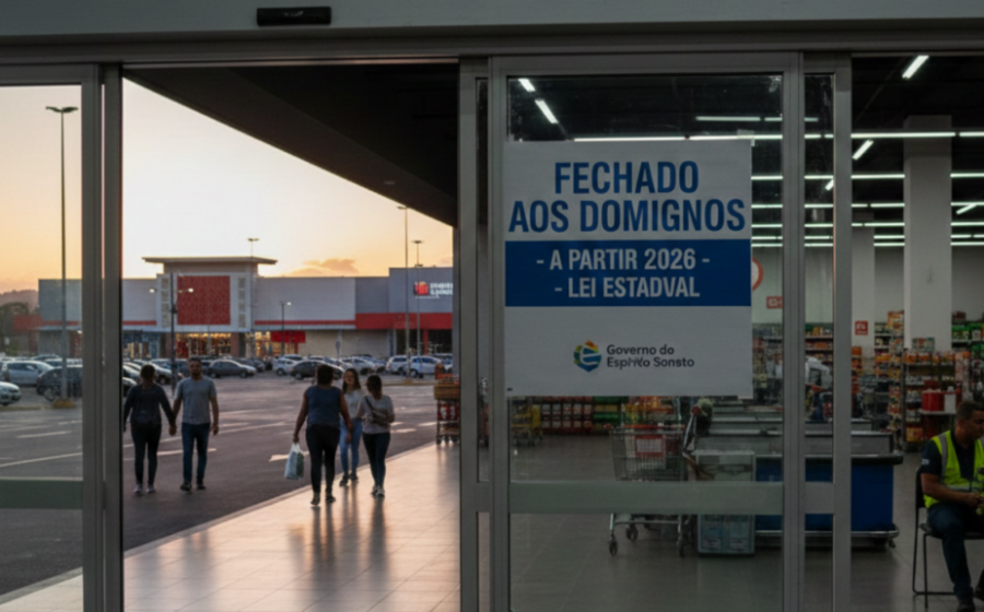 Supermercado aberto em feriado com funcionários trabalhando e clientes fazendo compras