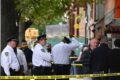 Cena de crime em Detroit: viaturas policiais e fita de isolamento em frente a clube clandestino após tiroteio fatal